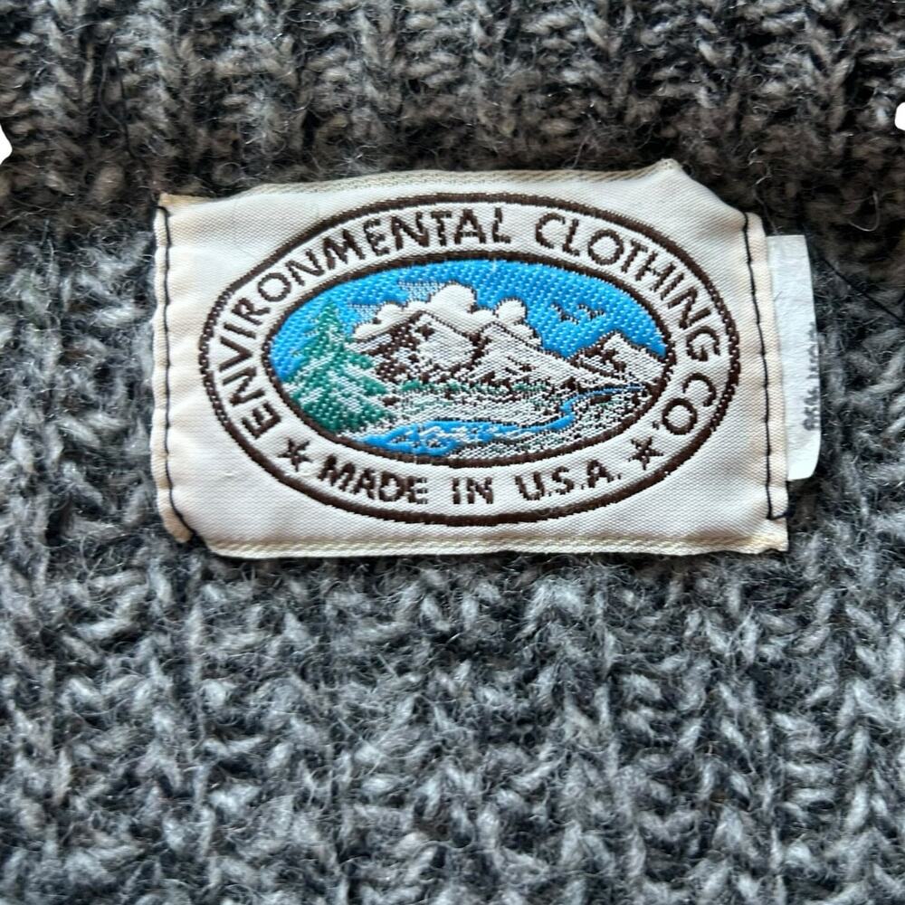 Vintage Gray Wool Sweater Men Sz Large 80s Dadcore Scandinavian Knit Retro Artsy - Picture 4 of 16